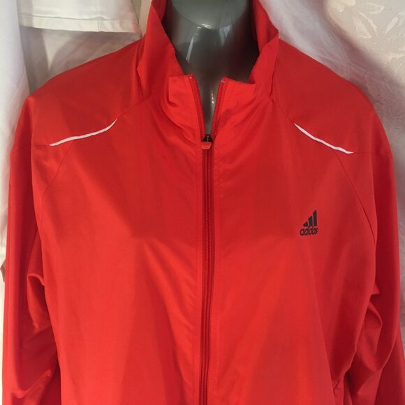Adidas Jacket Mens Large Navy Orange Windbreaker Full Zip Logo Windbreaker - Picture 2 of 15